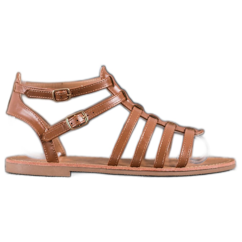 SHELOVET Hnědé římské sandály hnědý