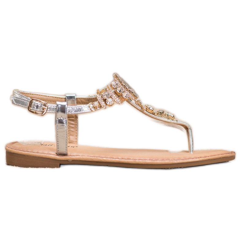 Small Swan Stylové sandály s kubickým zirkonem šedá Small Swan Stylové sandály s kubickým zirkonem šedá