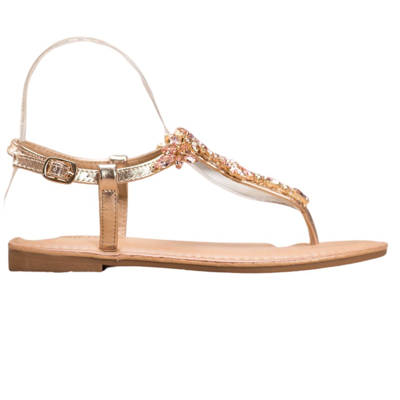 Small Swan Elegantní sandály s kubickým zirkonem žlutá