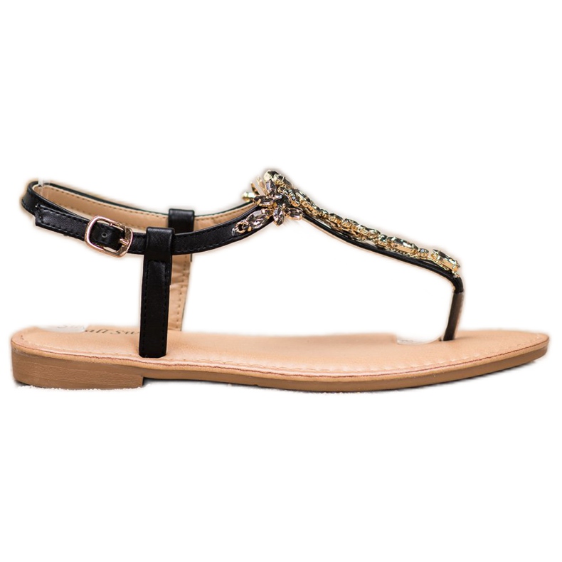 Small Swan Elegantní sandály s kubickým zirkonem černá