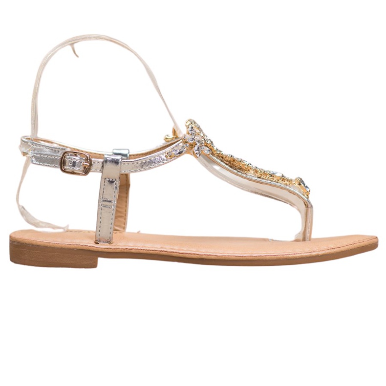 Small Swan Elegantní sandály s kubickým zirkonem šedá