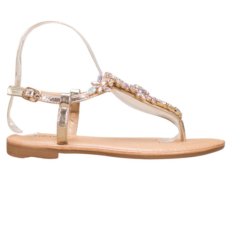 Small Swan Elegantní sandály s kubickým zirkonem žlutá Small Swan Elegantní sandály s kubickým zirkonem žlutá