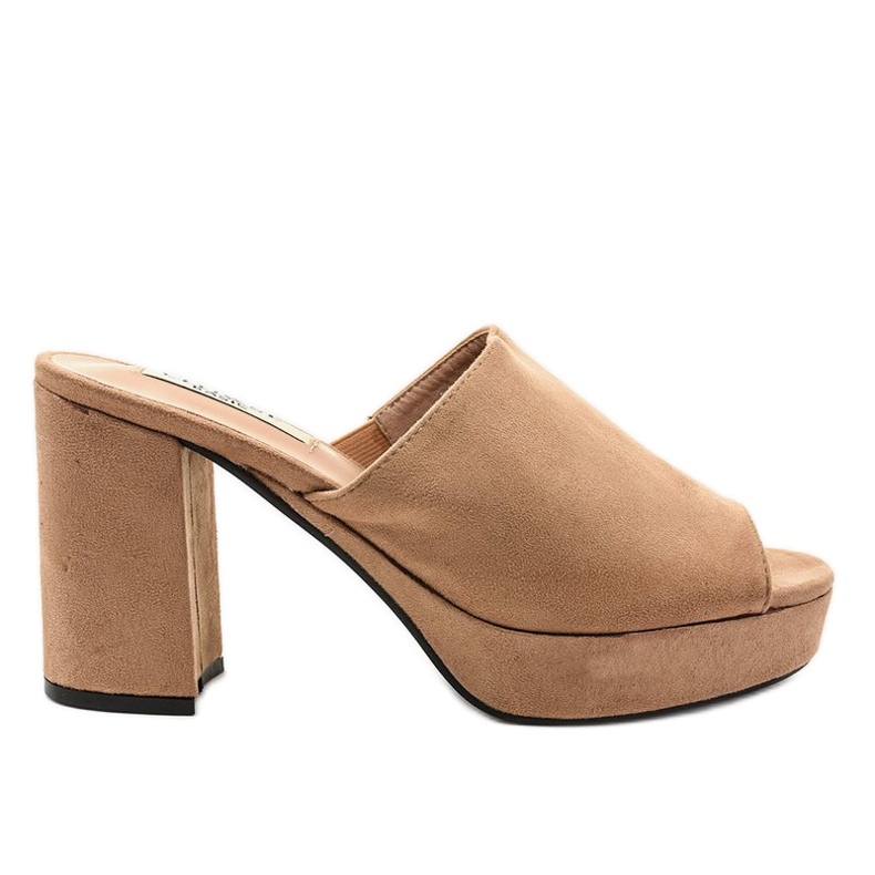 Khaki semišové podpatky 9R17 béžový