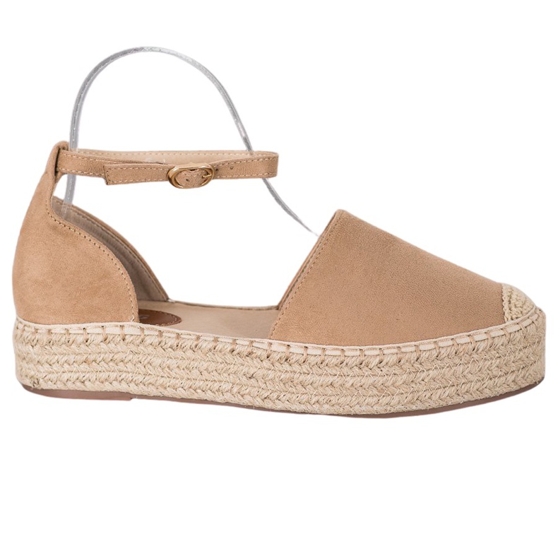 SHELOVET Espadrilky se sponou hnědý SHELOVET Espadrilky se sponou hnědý