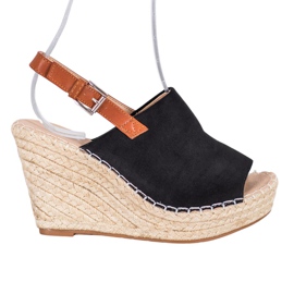 Small Swan Módní semišové sandály černá Small Swan Módní semišové sandály černá