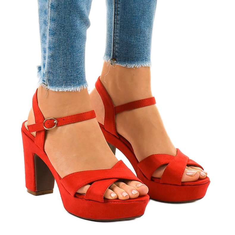 Červené sandály na sloupku JC15017 Červené sandály na sloupku JC15017
