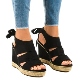 Klínové sandály espadrilles 66-358 černá Klínové sandály espadrilles 66-358 černá