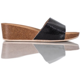 Small Swan Papuče z ekologické kůže černý