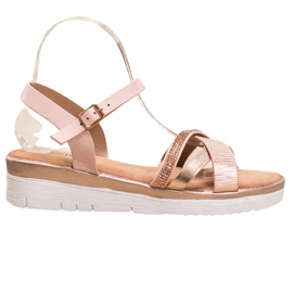 Small Swan Pohodlné sandály s kubickým zirkonem žlutá