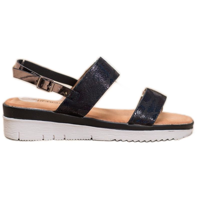 Small Swan Pohodlné sandály s efektem Holo černá