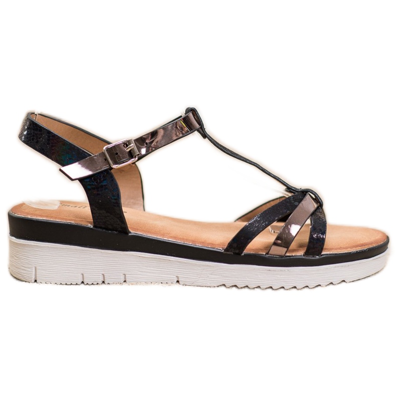 Small Swan Sandály s efektem Holo černá