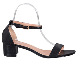 Small Swan Lesklé ekologické kožené sandály černá Small Swan Lesklé ekologické kožené sandály černá