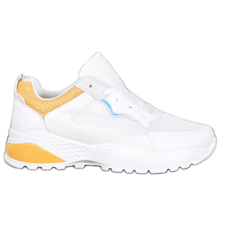 SHELOVET Tenisky s jasně oranžovými vložkami bílý