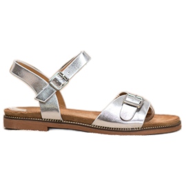 Small Swan Stříbrné sandály s přezkou šedá