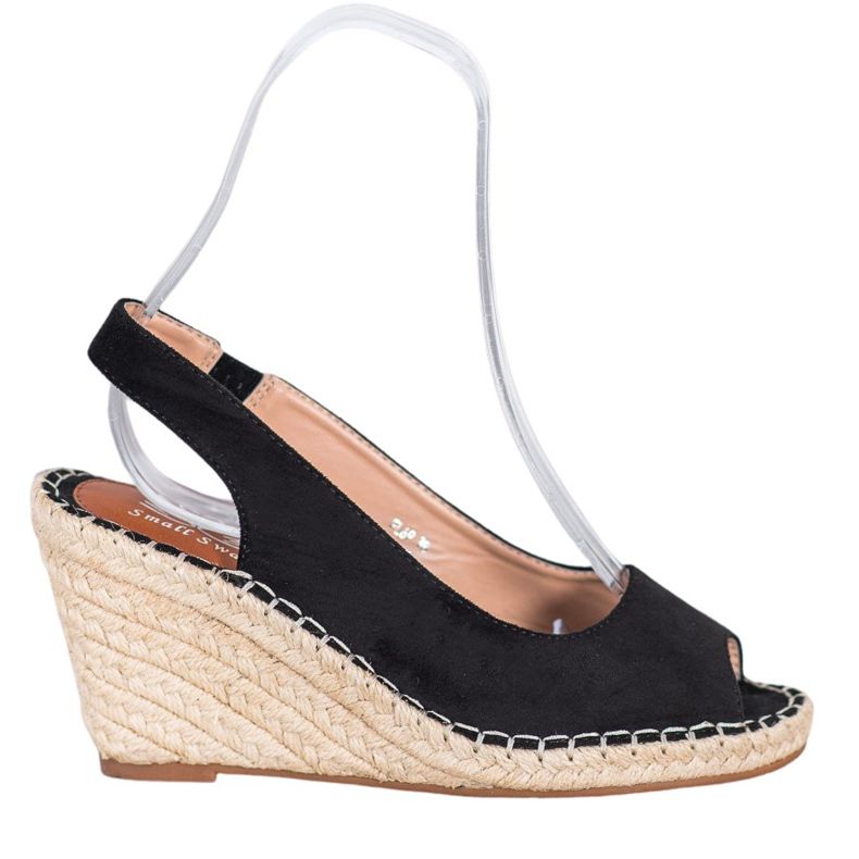 Small Swan Černé Sandály Na Vysokém Klínu černá