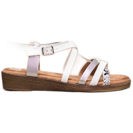 Small Swan Stylové bílé sandály bílý šedá
