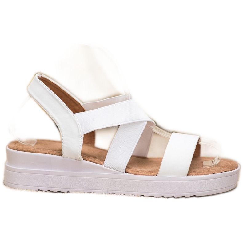 SHELOVET Bílé sandály s gumičkou bílý