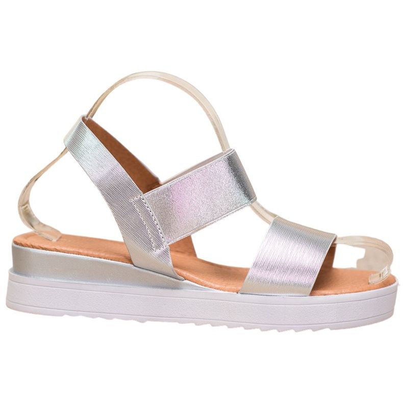 SHELOVET Stříbrné sandály na platformě šedá
