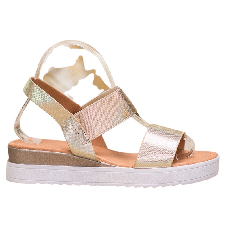 SHELOVET Zlaté sandály na platformě zlatý