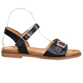 Small Swan Černé sandály s přezkou černá