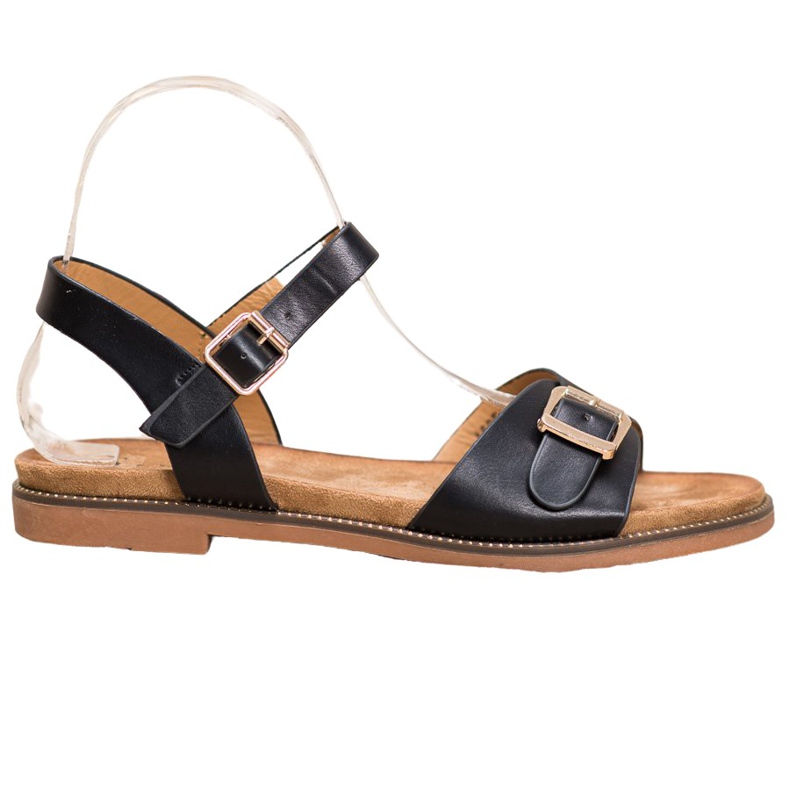 Small Swan Černé sandály s přezkou černá