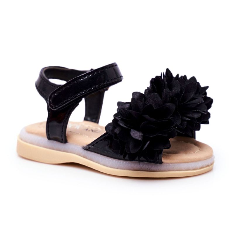 FRROCK Dětské sandály se suchým zipem zářící černou Milenou černá