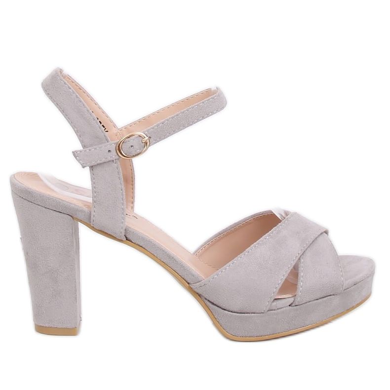 Šedé sandály na vysokém podpatku WD99P Grey šedá Šedé sandály na vysokém podpatku WD99P Grey šedá