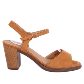 Velbloudí sandály na vysokém podpatku 660-6 Camel II Quality hnědý