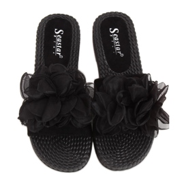 Černé dámské černé pantofle YQ227 Black černý