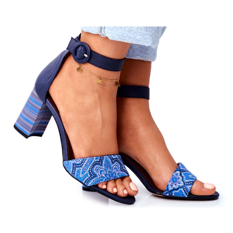 Dámské sandály Maciejka Leather Navy Blue 04235-17 / 00-5 námořnická modrá modrý Dámské sandály Maciejka Leather Navy Blue 04235-17 / 00-5 námořnická modrá modrý