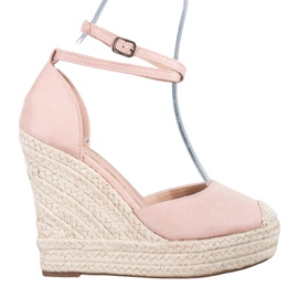 SHELOVET Vysoké espadrilky na klínku růžový SHELOVET Vysoké espadrilky na klínku růžový