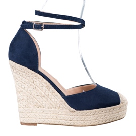SHELOVET Vysoké espadrilky na klínku námořnická modř