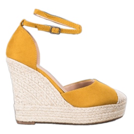 SHELOVET Vysoké espadrilky na klínku žluť