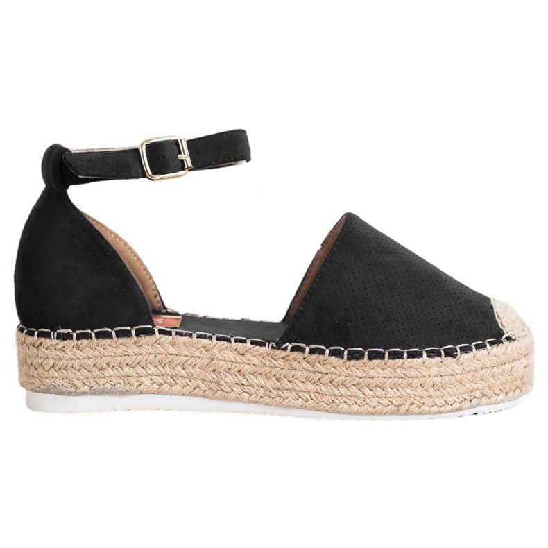 SHELOVET Prolamované espadrilky černá