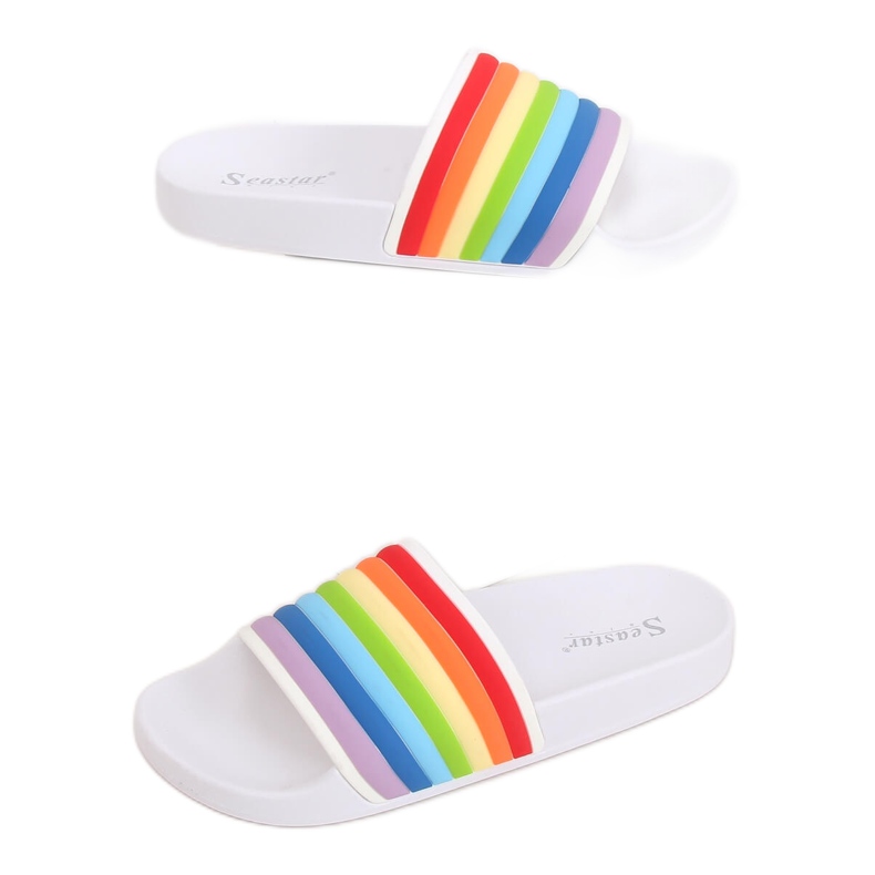 Bílé duhové pantofle T325P White vícebarevný