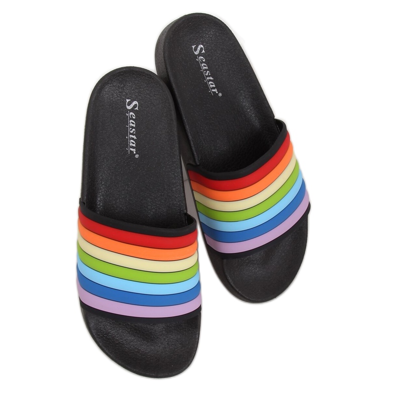 Černé duhové pantofle T325P černé vícebarevný