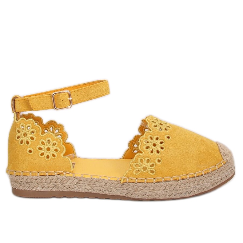 Medové prolamované espadrilky JH119 žluté žlutá