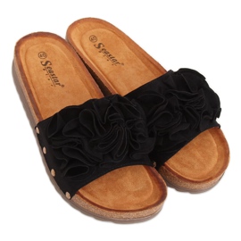 Černé dámské černé pantofle F191 Black černý