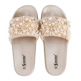 Pantofle s perlami BG66 Gold zlatý Pantofle s perlami BG66 Gold zlatý