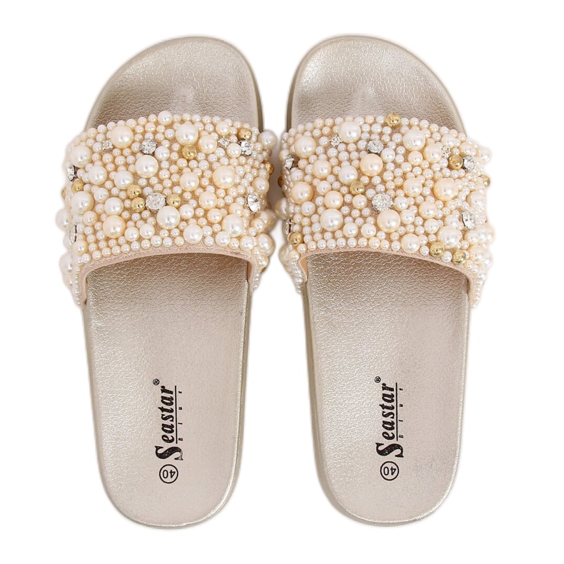 Pantofle s perlami BG66 Gold zlatý Pantofle s perlami BG66 Gold zlatý