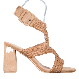 SHELOVET Pletené sandály na baru hnědý SHELOVET Pletené sandály na baru hnědý