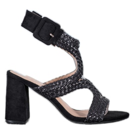 SHELOVET Pletené sandály na baru černá