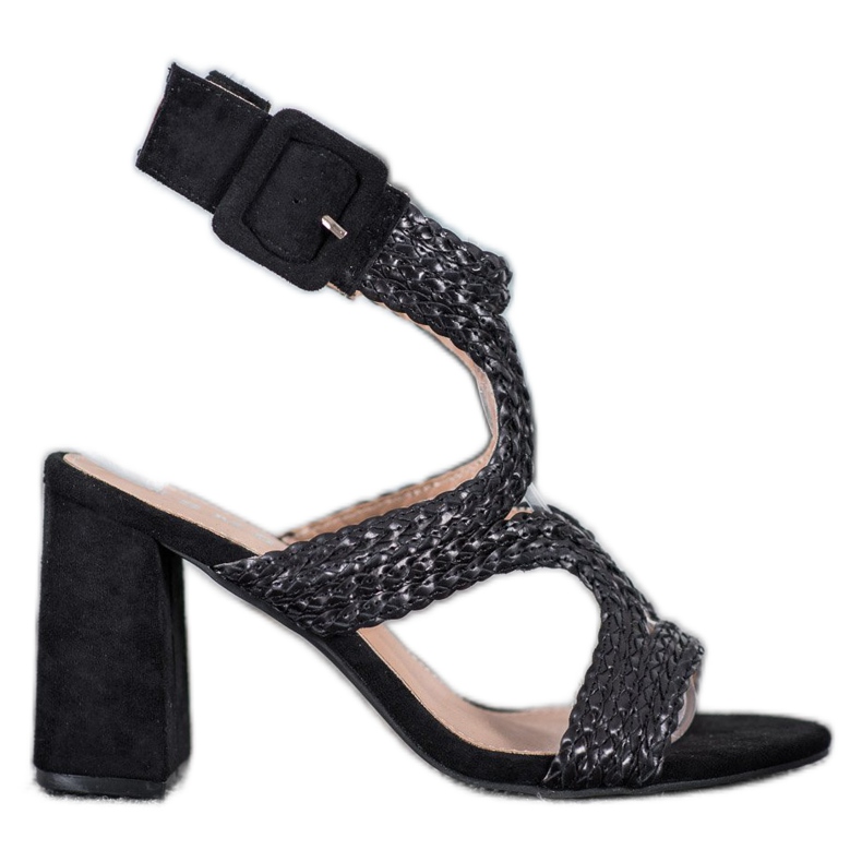 SHELOVET Pletené sandály na baru černá