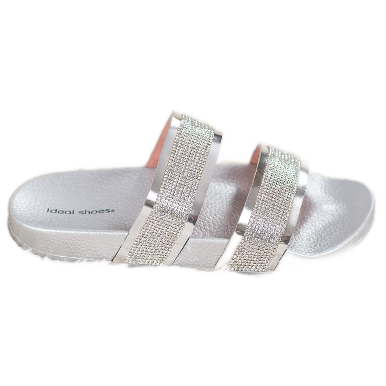 Ideal Shoes Dámské pantofle s kubickým zirkonem šedá