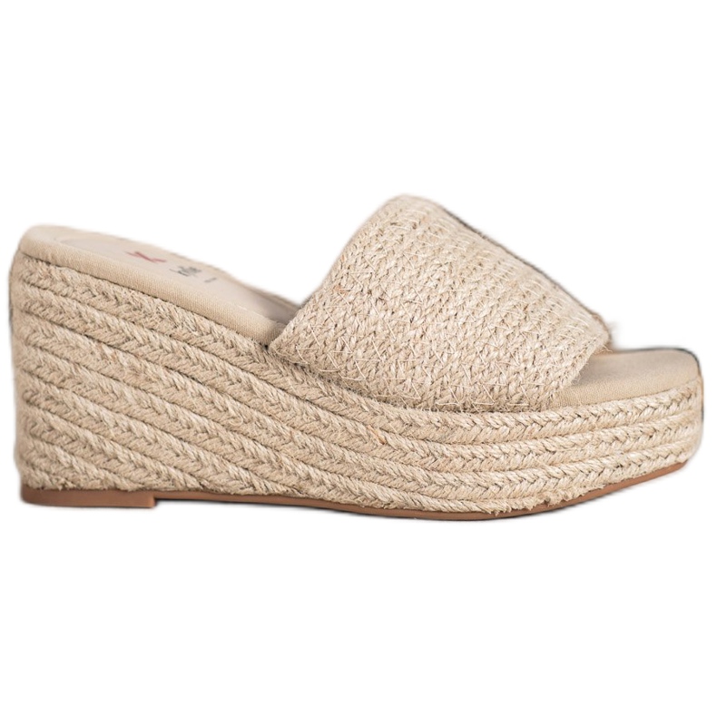 Kylie Módní klínové pantofle hnědý