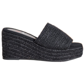 Kylie Módní klínové pantofle černý