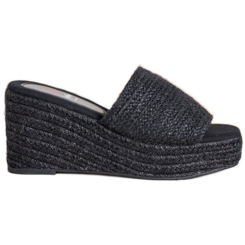 Kylie Módní klínové pantofle černá