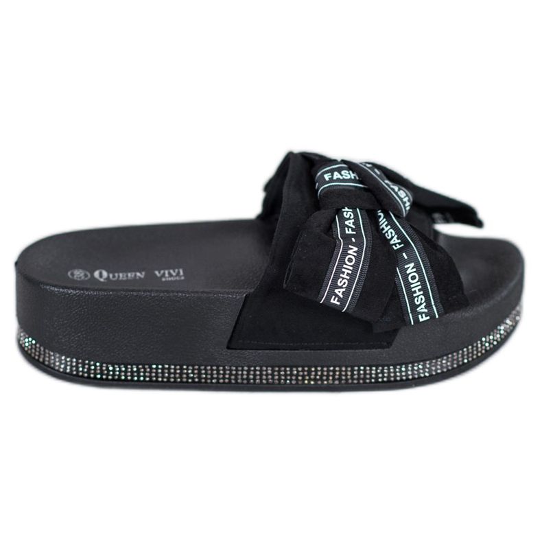 Queen Vivi Černé módní pantofle černá