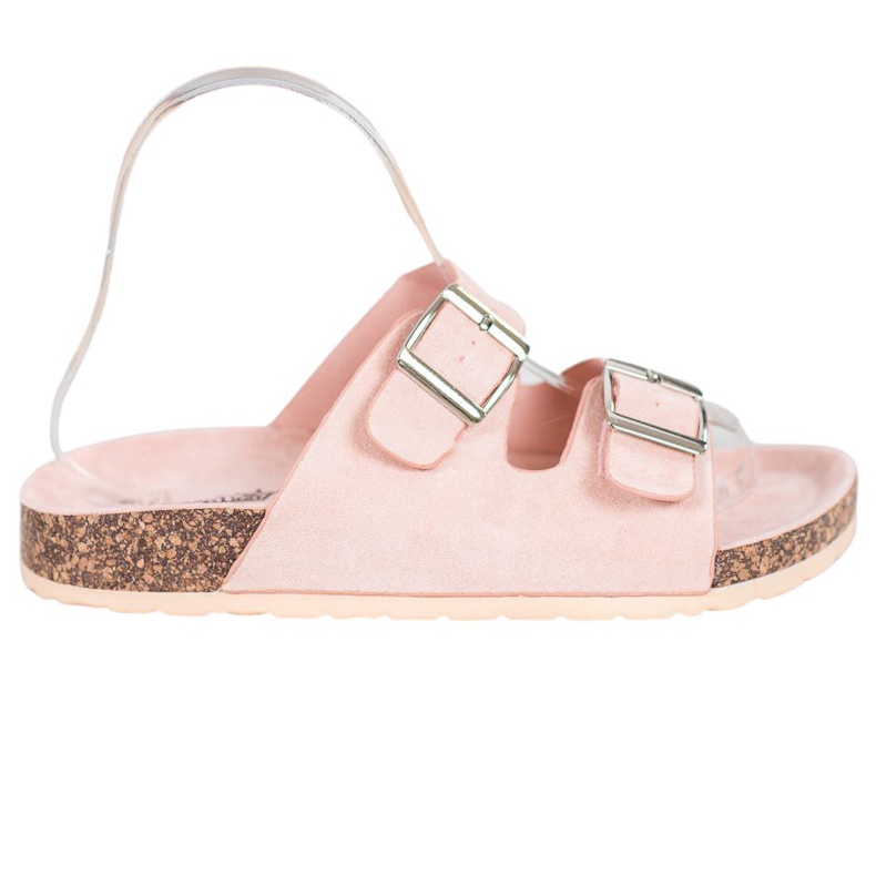 Queentina Pohodlné pantofle se sponou růžový