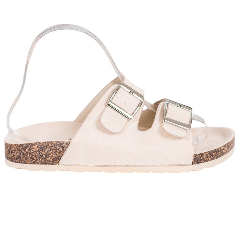 Queentina Pohodlné pantofle se sponou hnědý